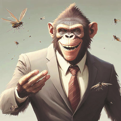 猿人、蟲(chóng)子的現(xiàn)代性關(guān)聯(lián)。圖為作者用AI繪圖工具繪制