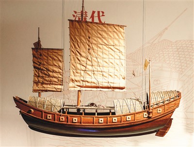 清代漕船模型。 　　中國京杭大運(yùn)河博物館供圖