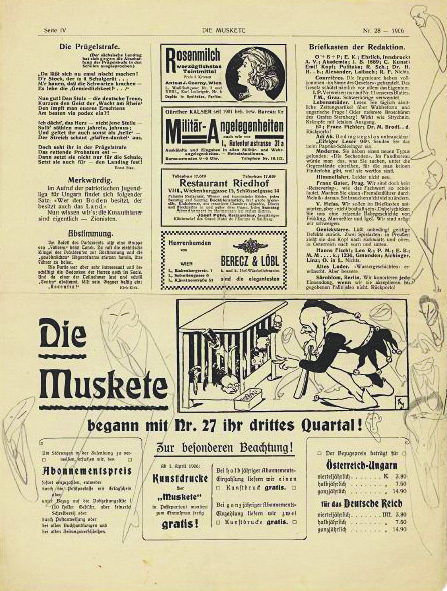 卡夫卡在維也納雜志《步槍》內(nèi)頁(yè)上的畫(huà)作