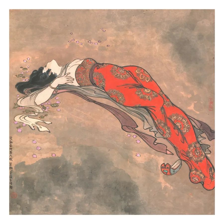 戴敦邦作品 《長恨歌》花鈿委地?zé)o人收，翠翹金雀玉搔頭。受訪者提供