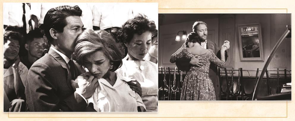 第二十六屆上海國際電影節“向大師致敬”單元集中展映兩部由杜拉斯編劇的影片。左圖為《廣島之戀》劇照，上圖為《長別離》劇照。