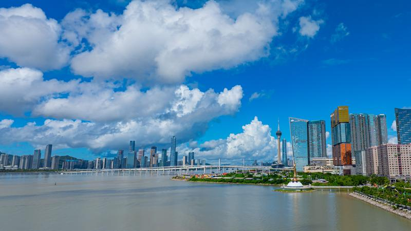 圖為2024年7月6日拍攝的澳門風光(無人機照片)。 新華社發 張金加/攝